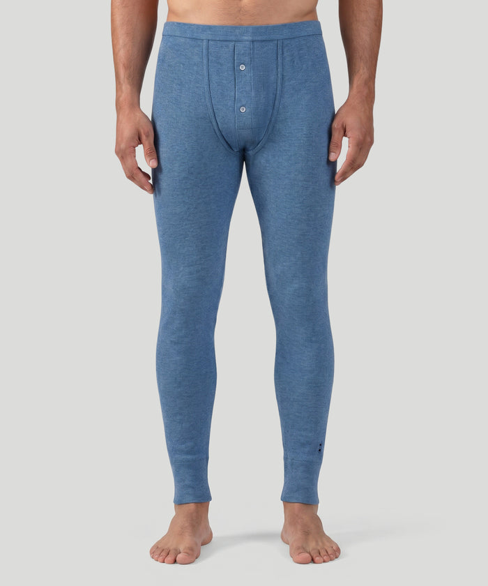 Army Ribbed Long Johns: Blue Melange
