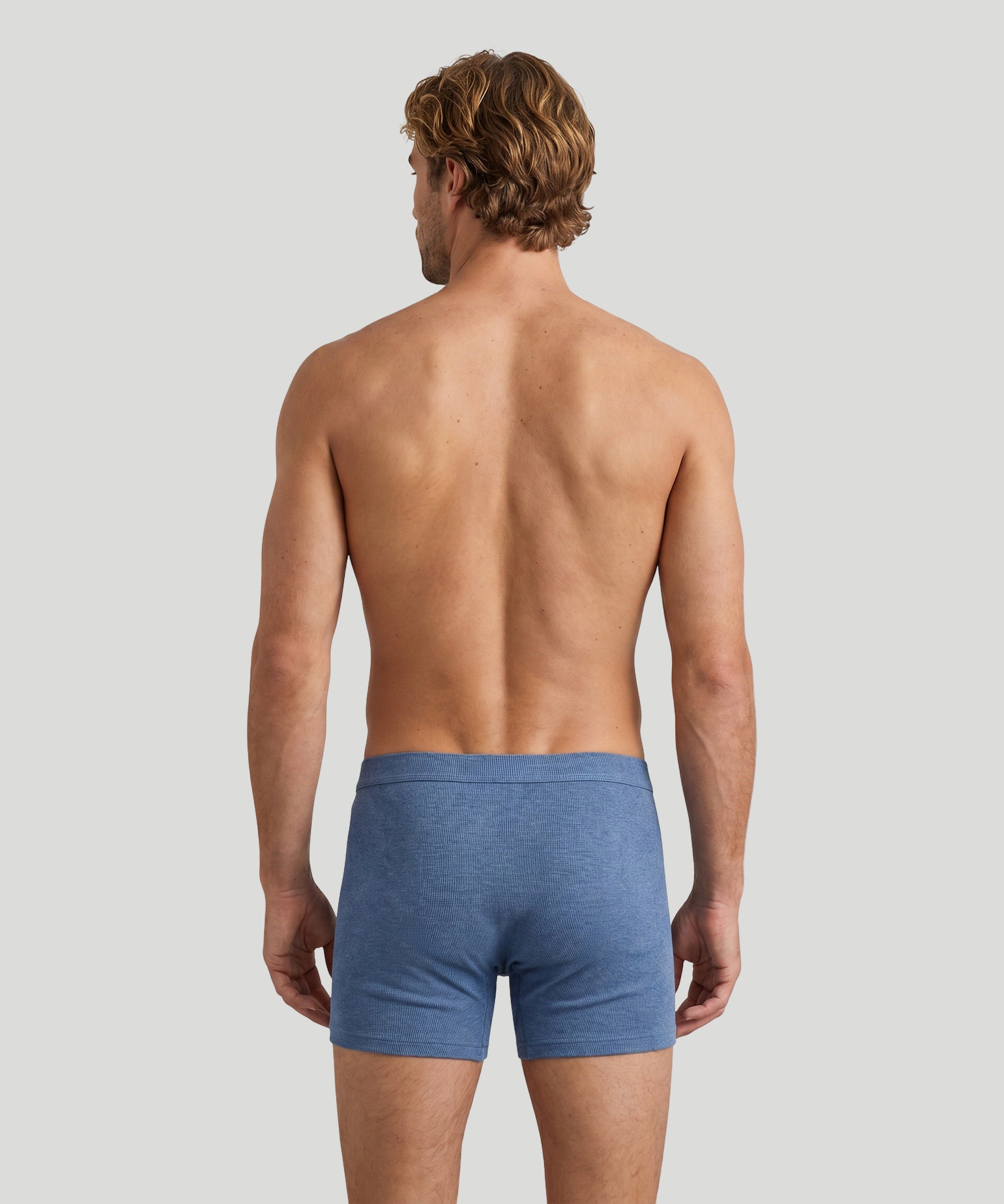 Army Ribbed Night Shorts: Blue Melange