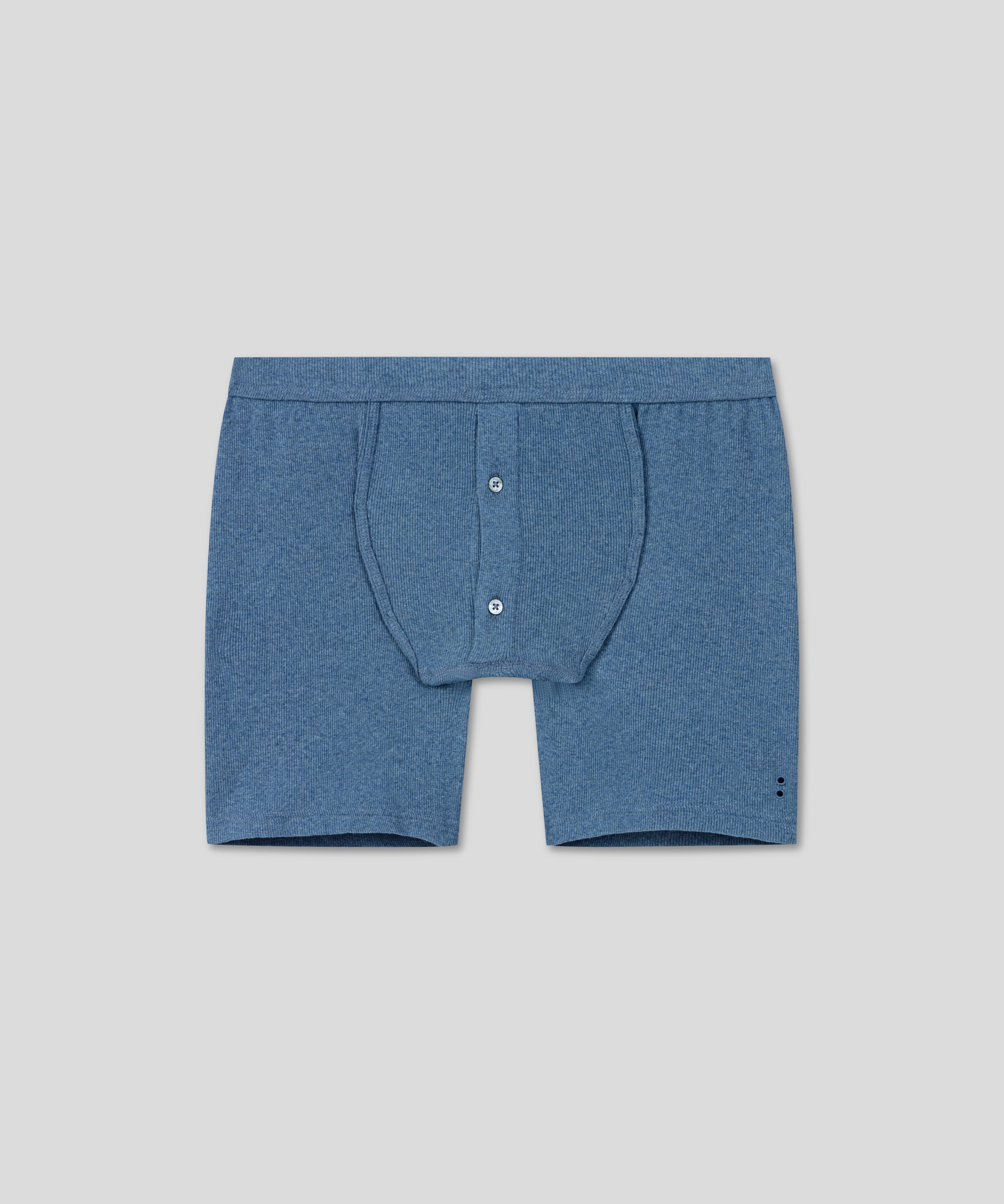 Army Ribbed Night Shorts: Blue Melange