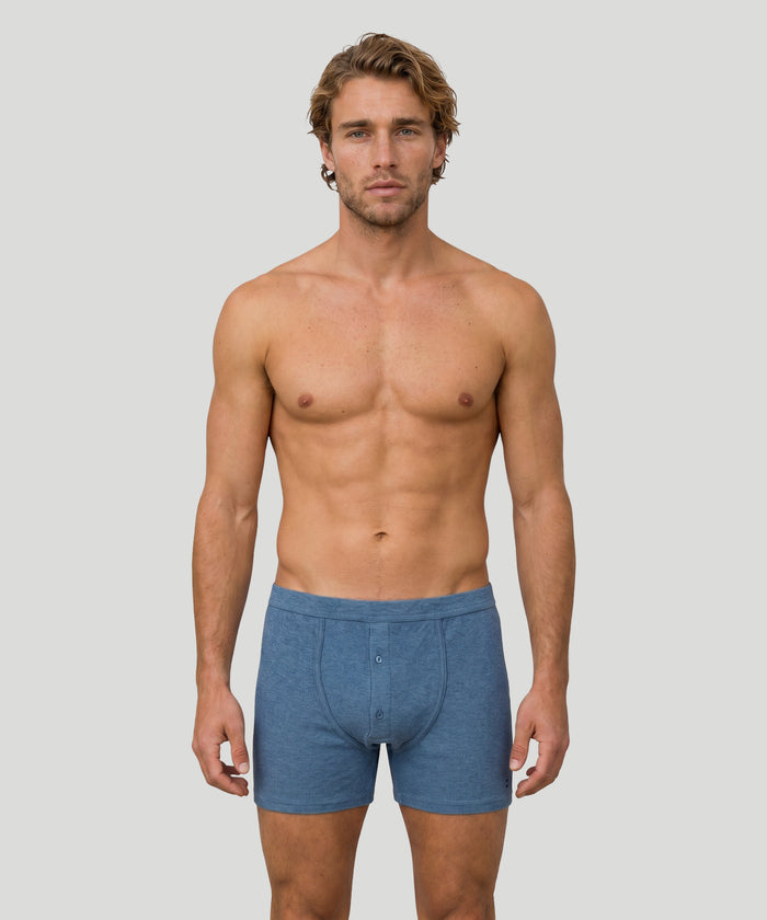 Army Ribbed Night Shorts: Blue Melange