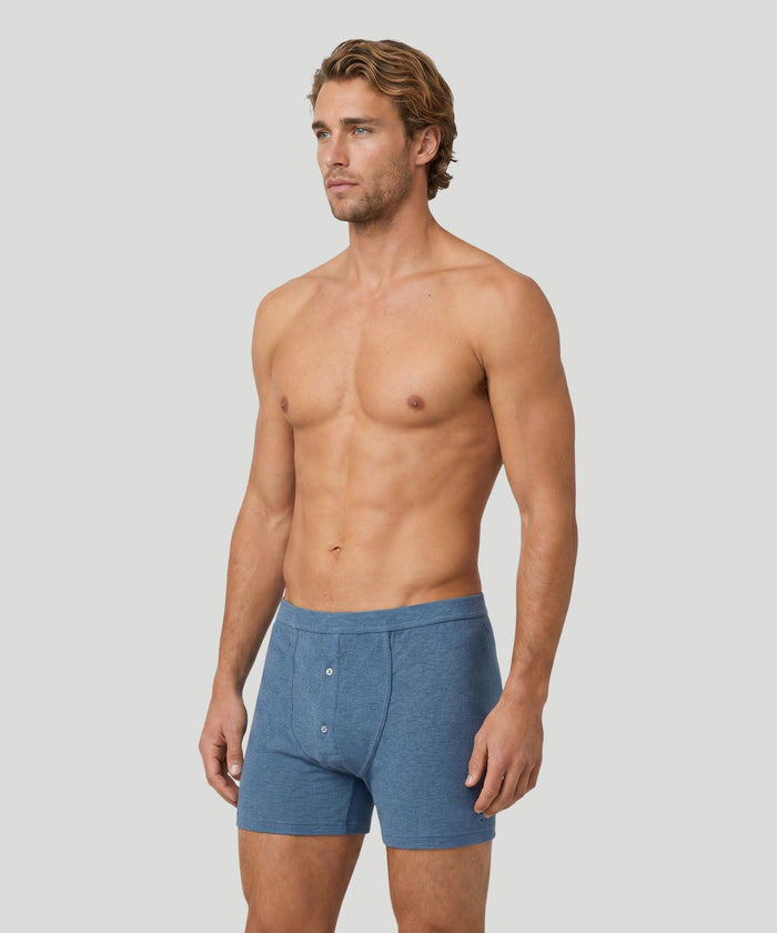 Army Ribbed Night Shorts: Blue Melange