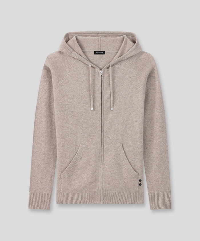 Cashmere Zipped Hoodie: Heather Beige
