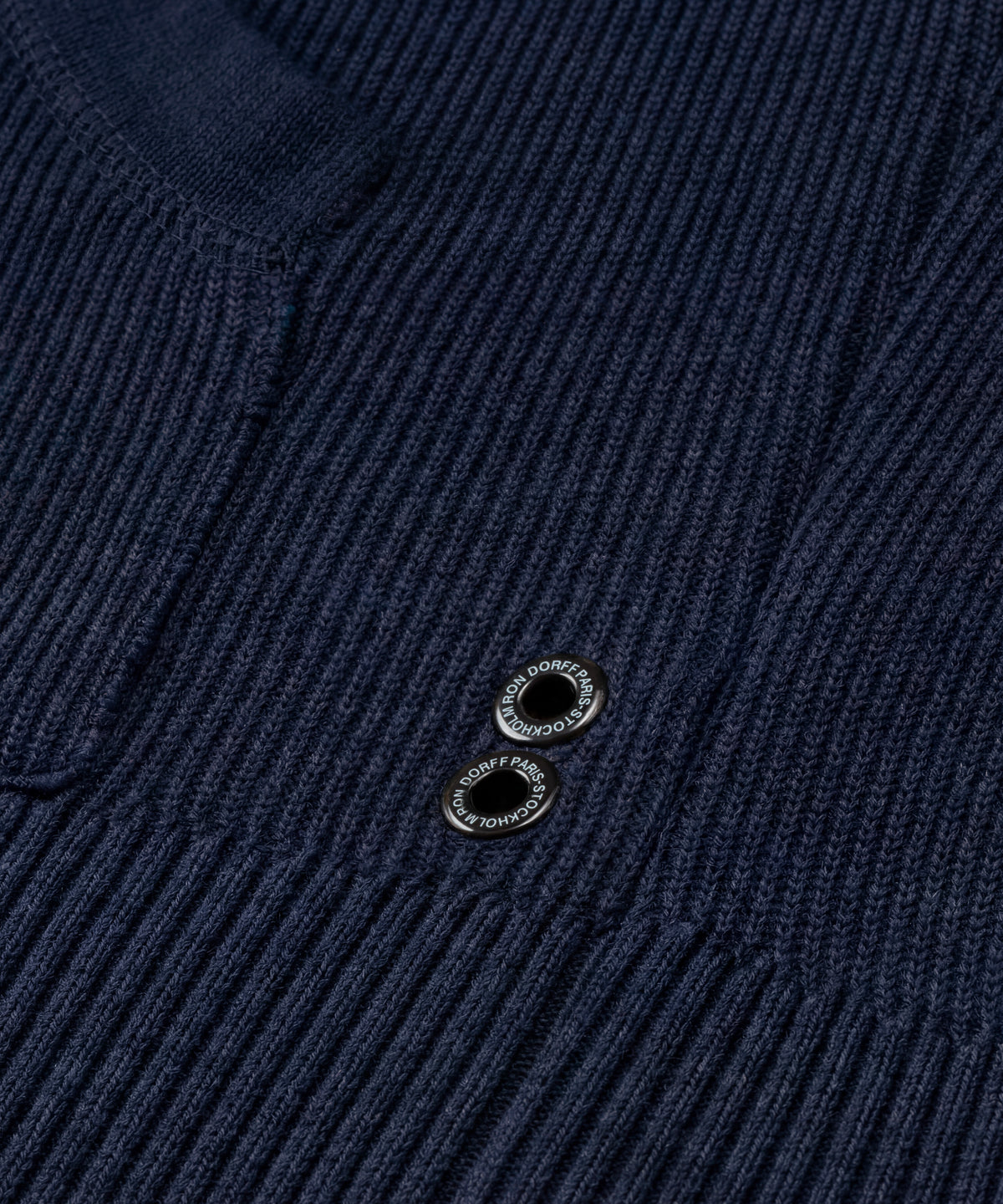Ribbed Wool Zipped Hoodie: Navy
