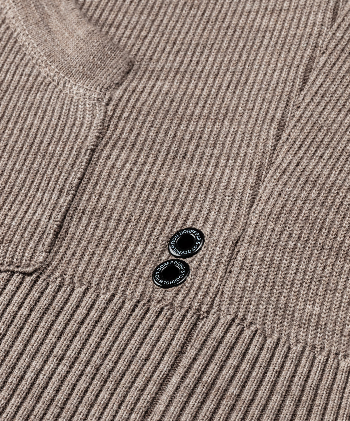 Ribbed Wool Zipped Hoodie: Sandy Beige
