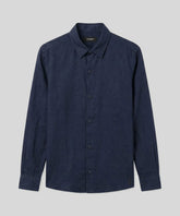 Cotton Linen Long Sleeve Shirt: Navy