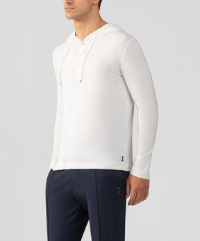 Light Cotton-Silk Hoodie: Off White