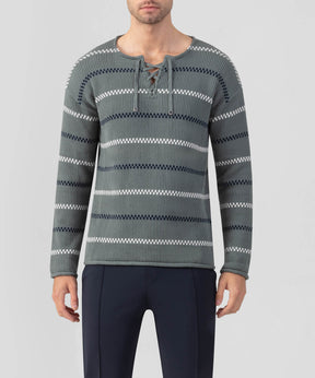 Swedish Fisherman Cotton Sweater: Green Shadow