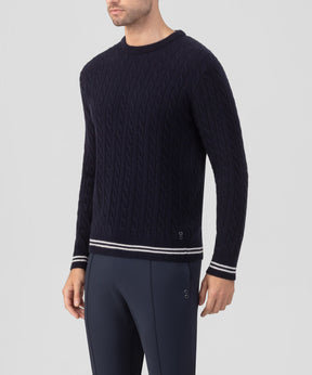 Wool Cashmere Tennis Sweater: Navy