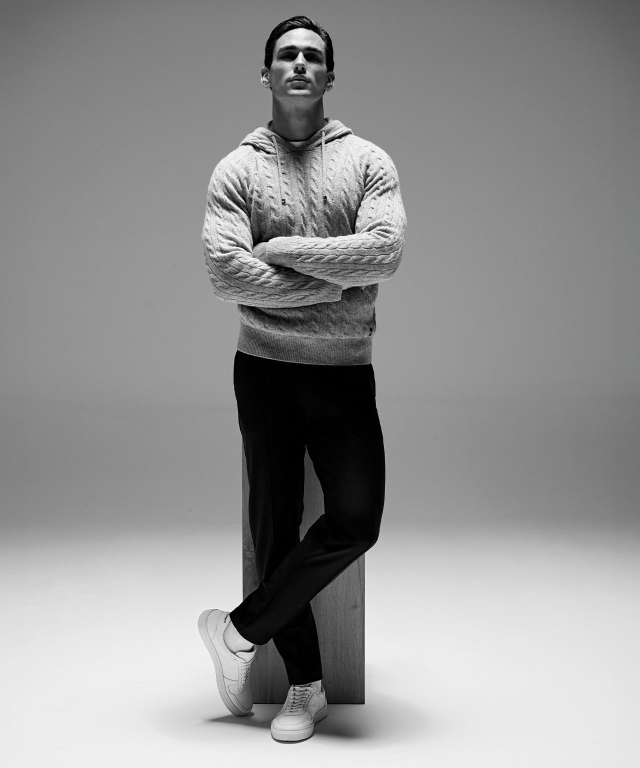 Wool Cashmere Telemark Hoodie Sweater: Grey Melange