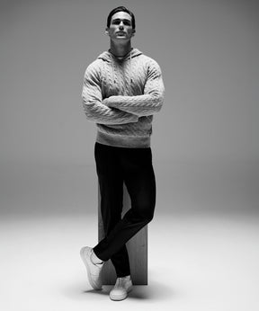 Wool Cashmere Telemark Hoodie Sweater: Grey Melange