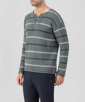 Swedish Fisherman Cotton Sweater: Green Shadow