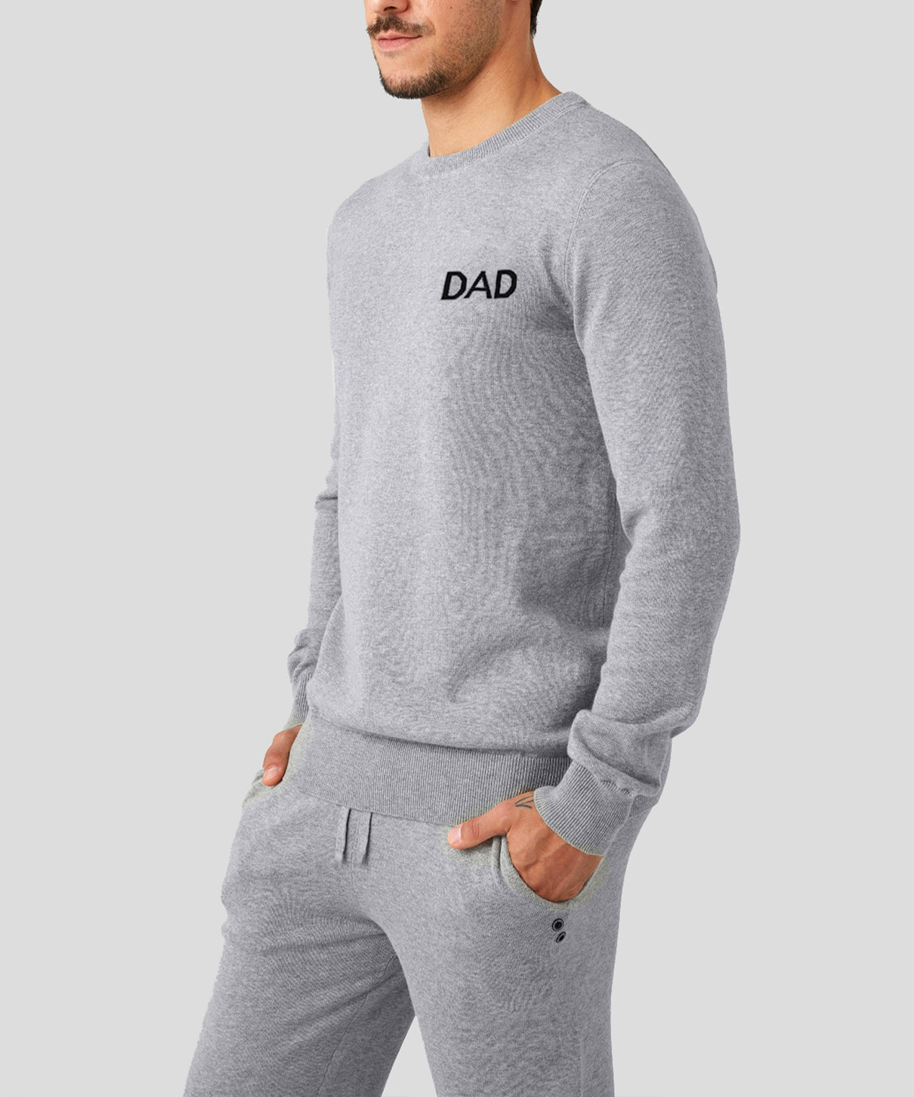 Cotton Cashmere Sweatshirt "DAD" : Heather Grey