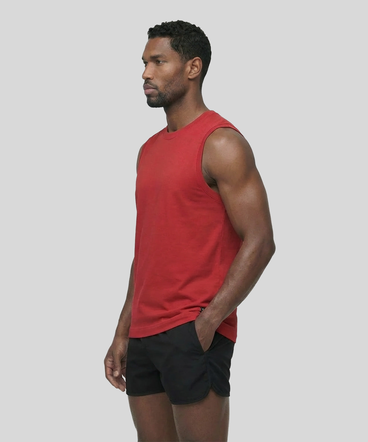 Light Cotton Sleeveless Sweatshirt: Shocking Red