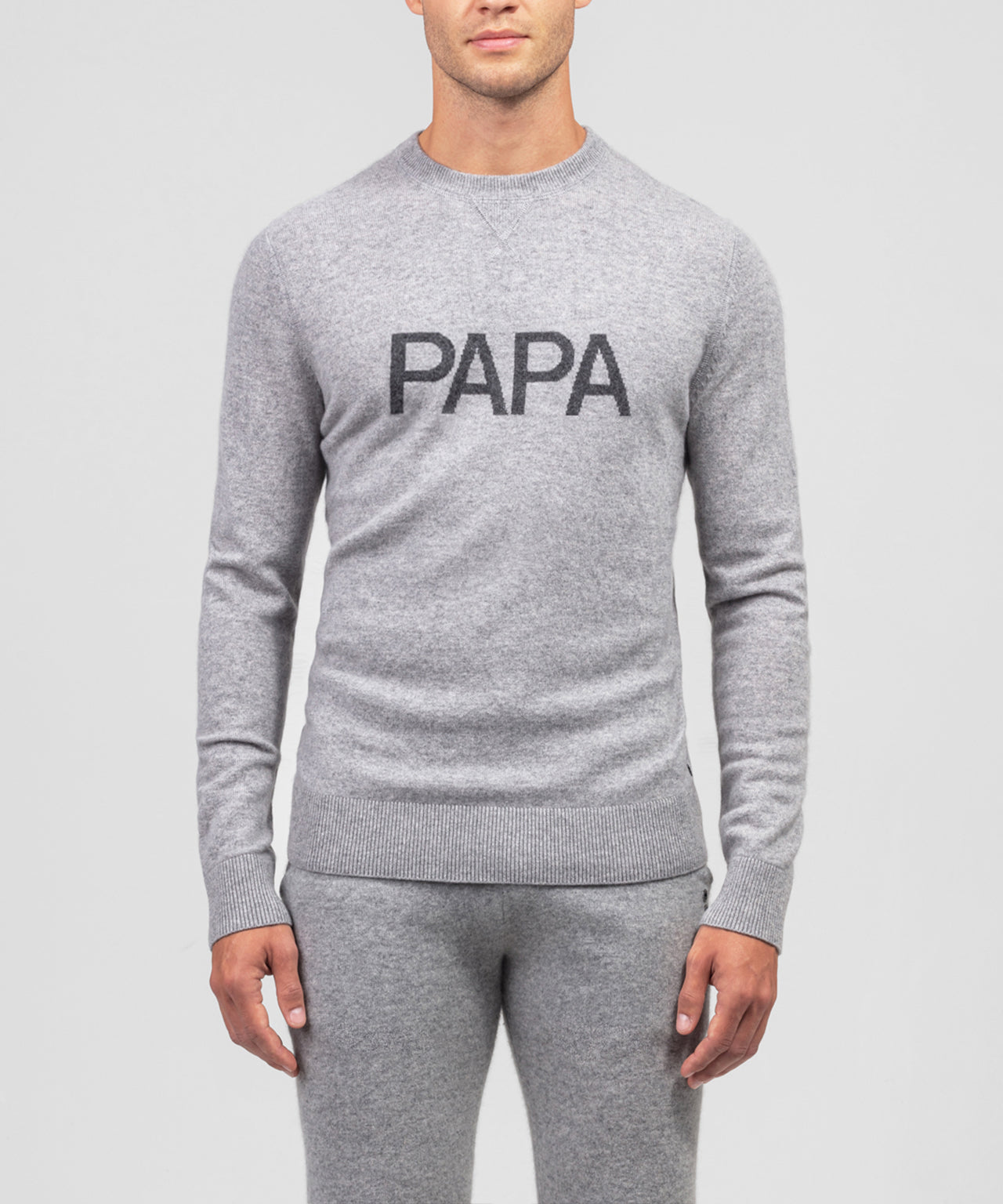 Cashmere Sweatshirt "PAPA": Heather Grey
