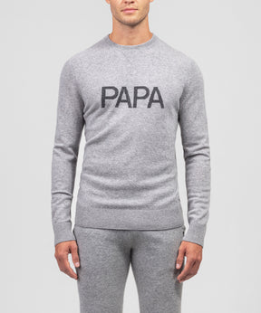 Cashmere Sweatshirt "PAPA": Heather Grey