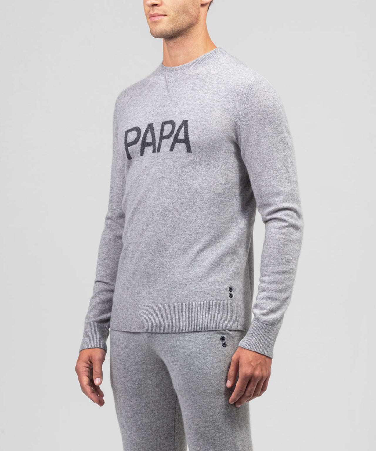 Cashmere Sweatshirt "PAPA": Heather Grey