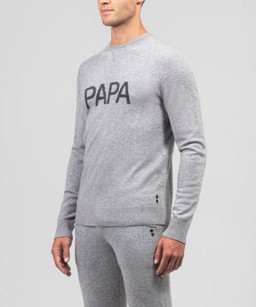 Cashmere Sweatshirt "PAPA": Heather Grey