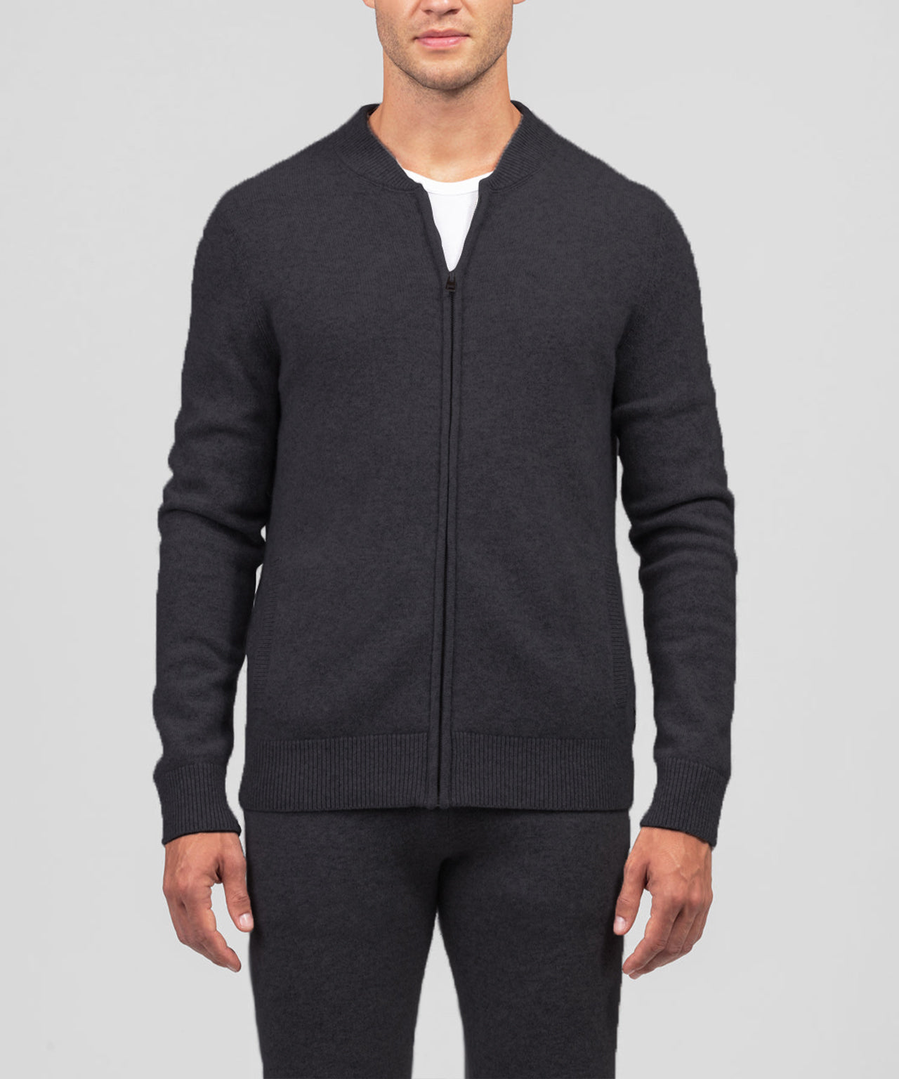 Cashmere Tennis Jacket: Dark Grey Melange