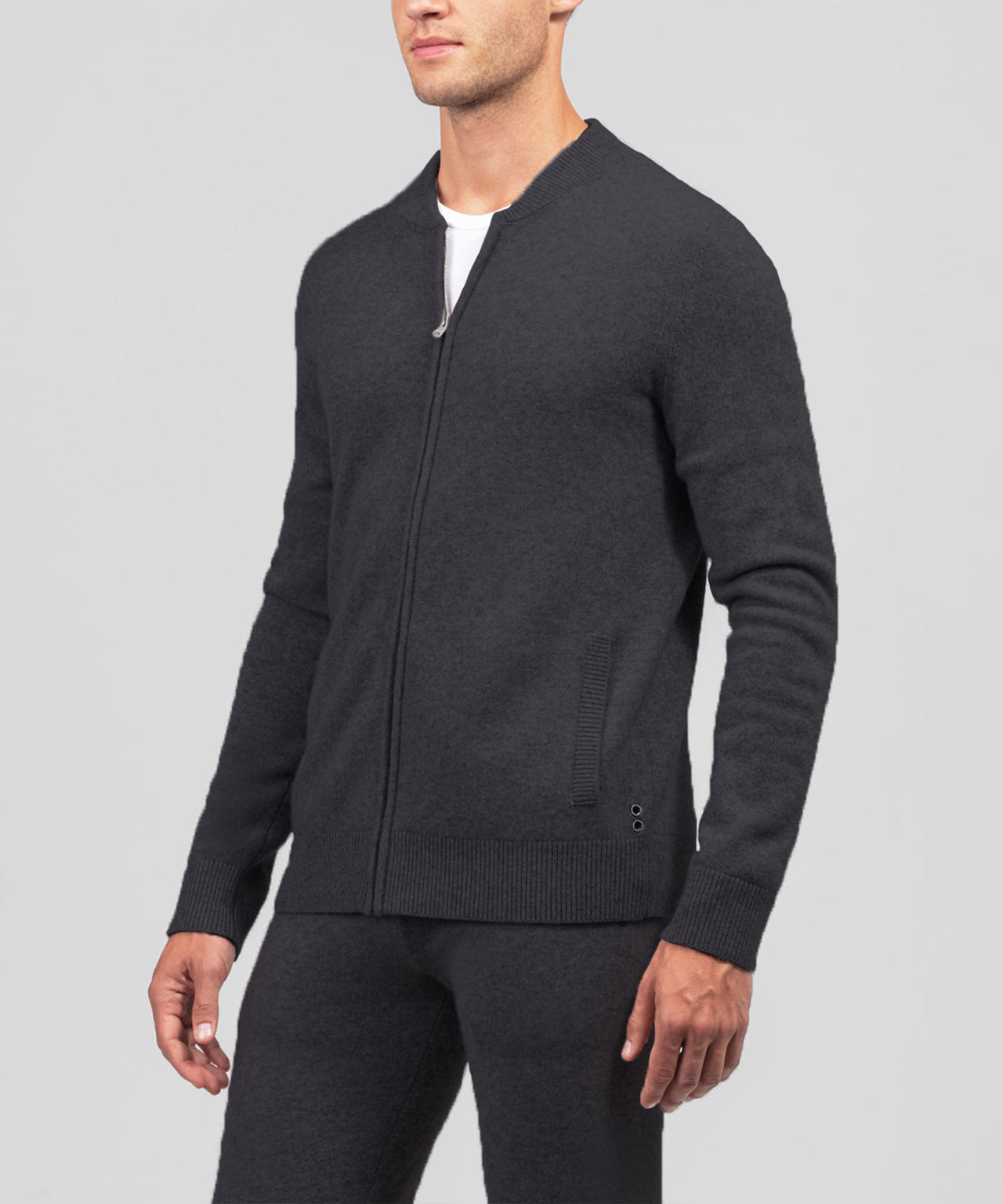 Cashmere Tennis Jacket: Dark Grey Melange