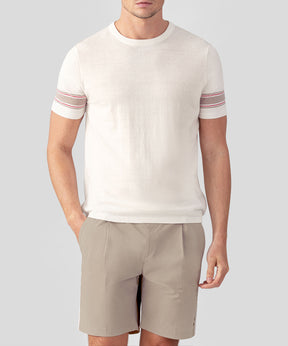 Knitted T-Shirt w. Stripes: Off White