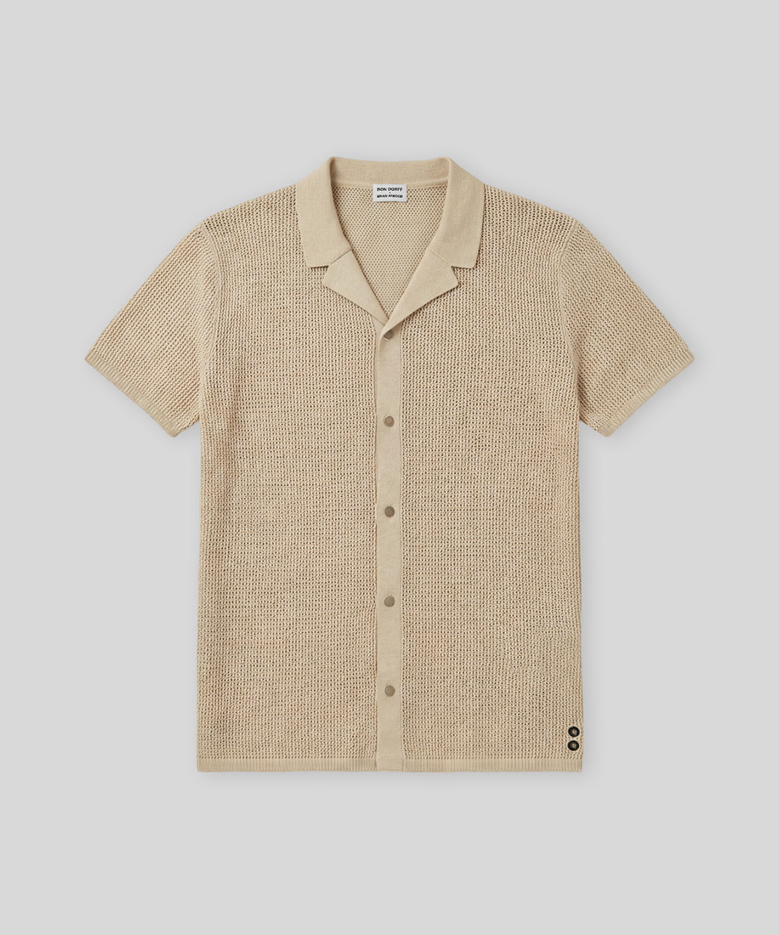 Organic Cotton Crochet Knit Shirt: Natural