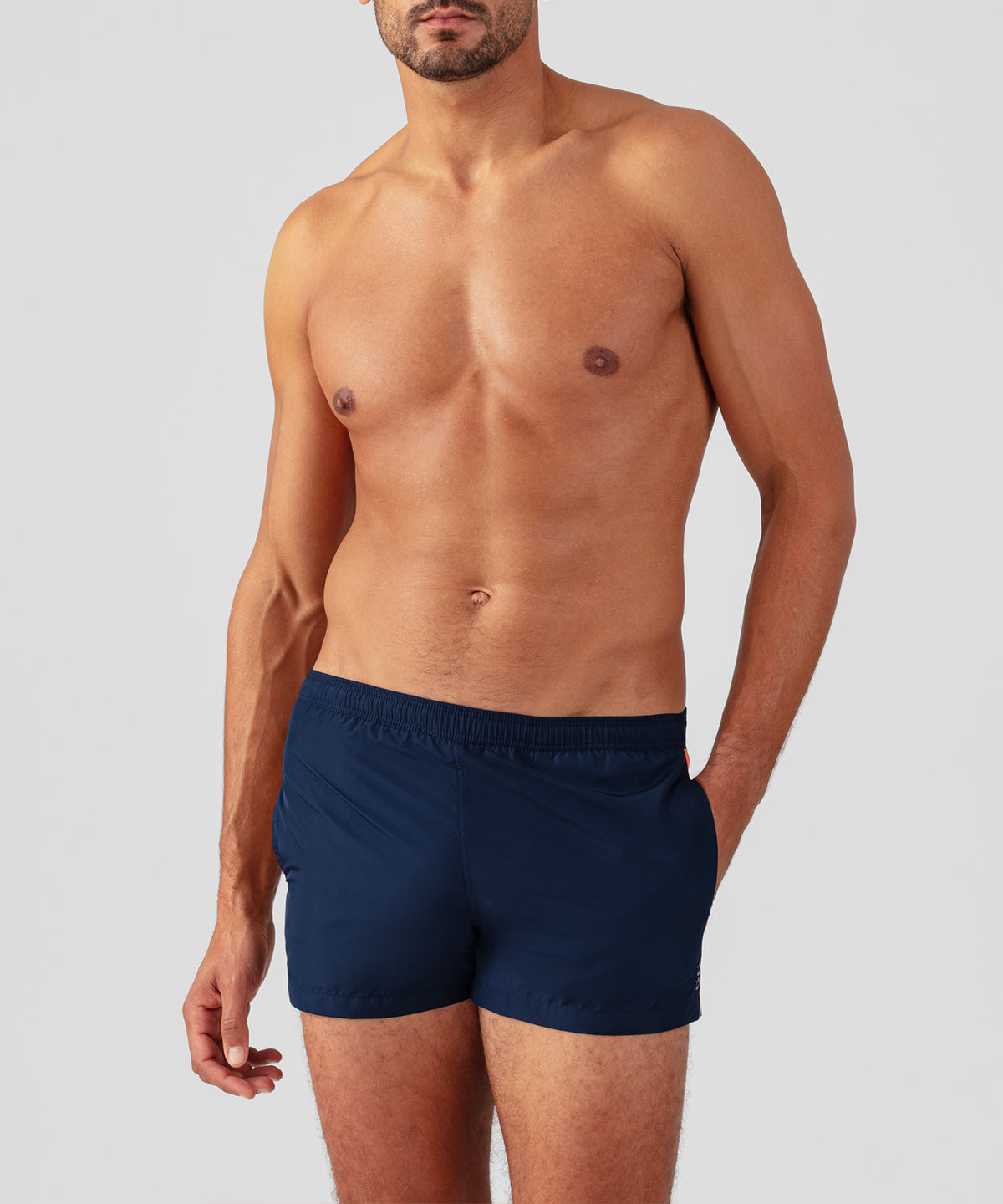 Swim Shorts w. Neon Sidelines: Navy