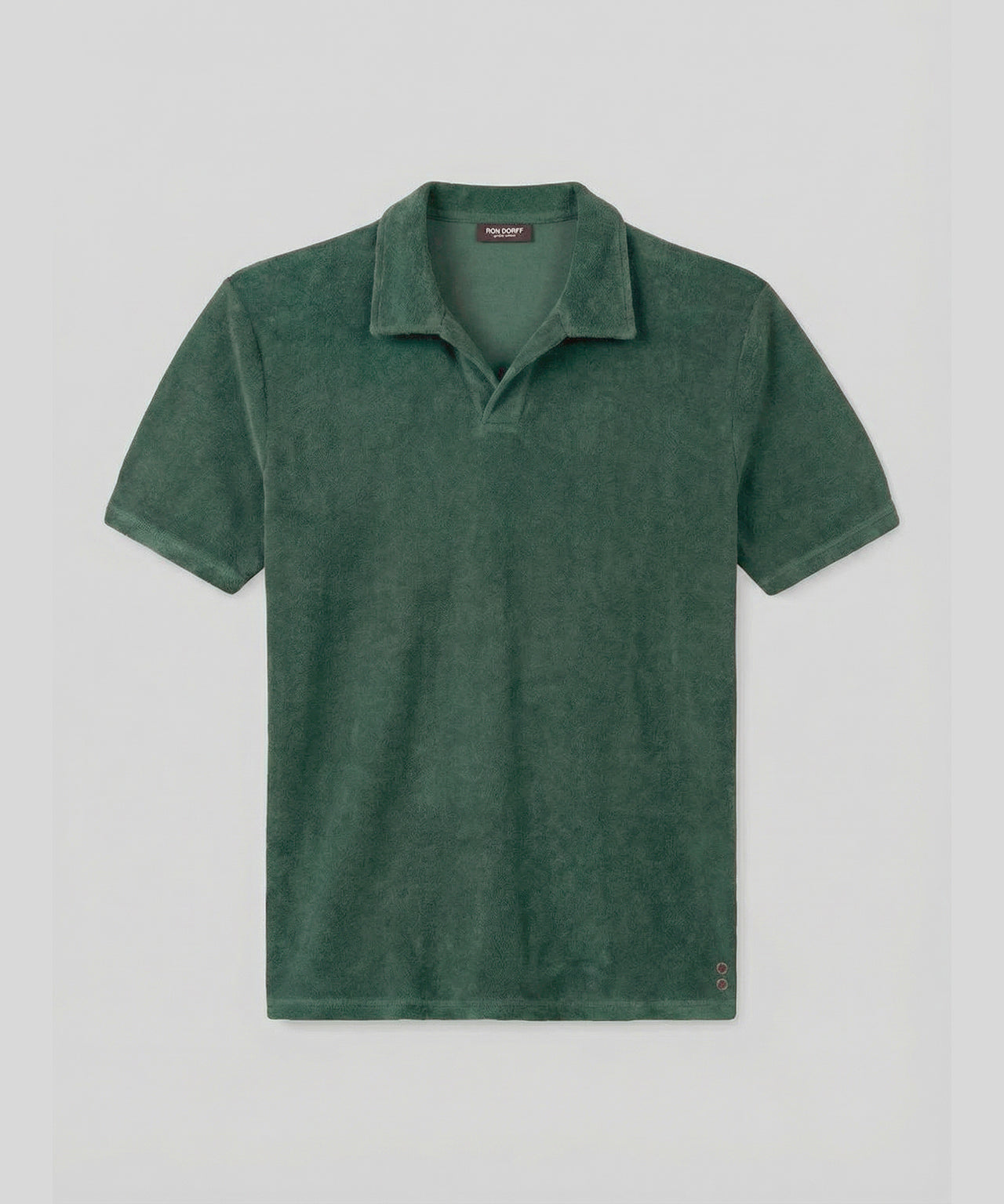 Cotton Terry V Neck Polo: Court Green