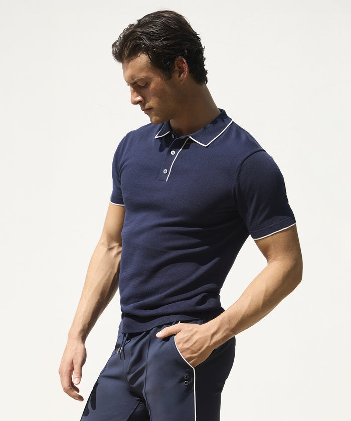 Cotton-Silk Polo: Navy