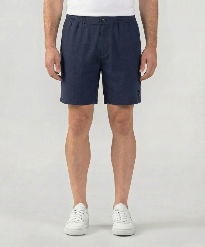Cotton Linen Shorts: Navy