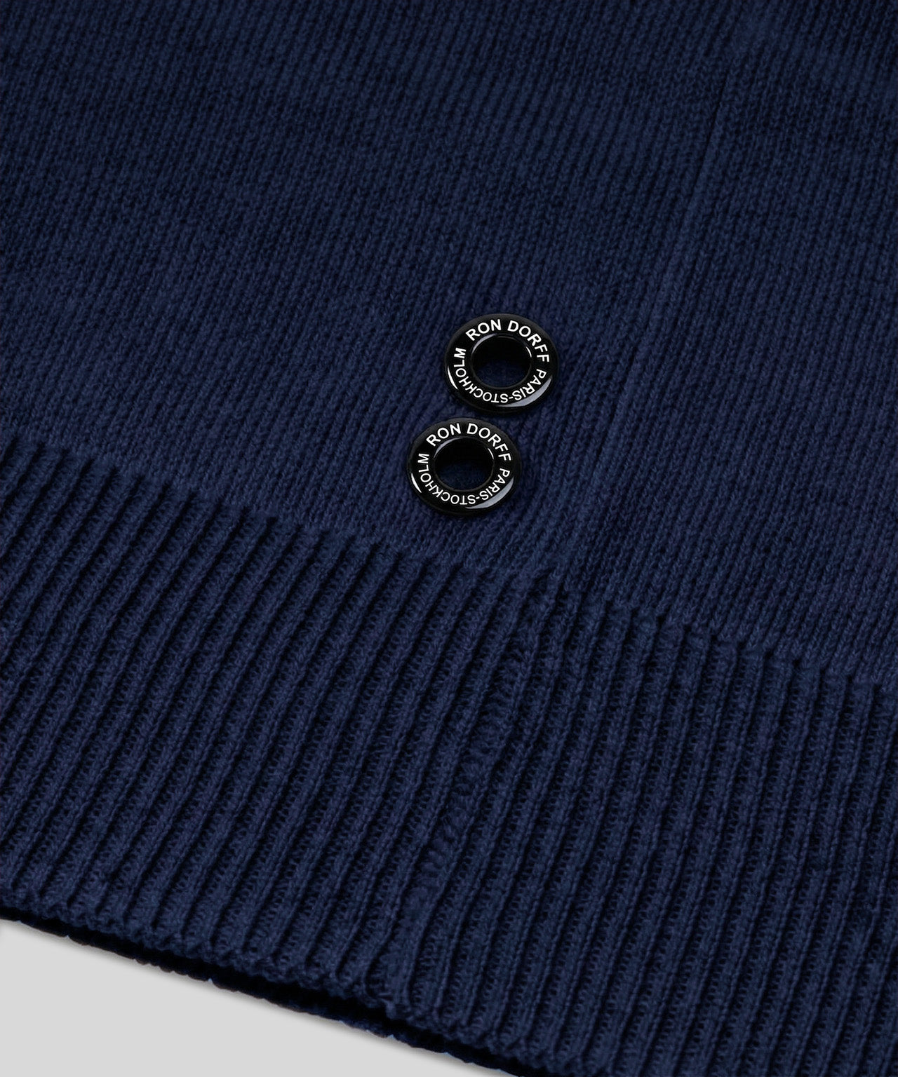 Knitted V Neck Polo: Navy