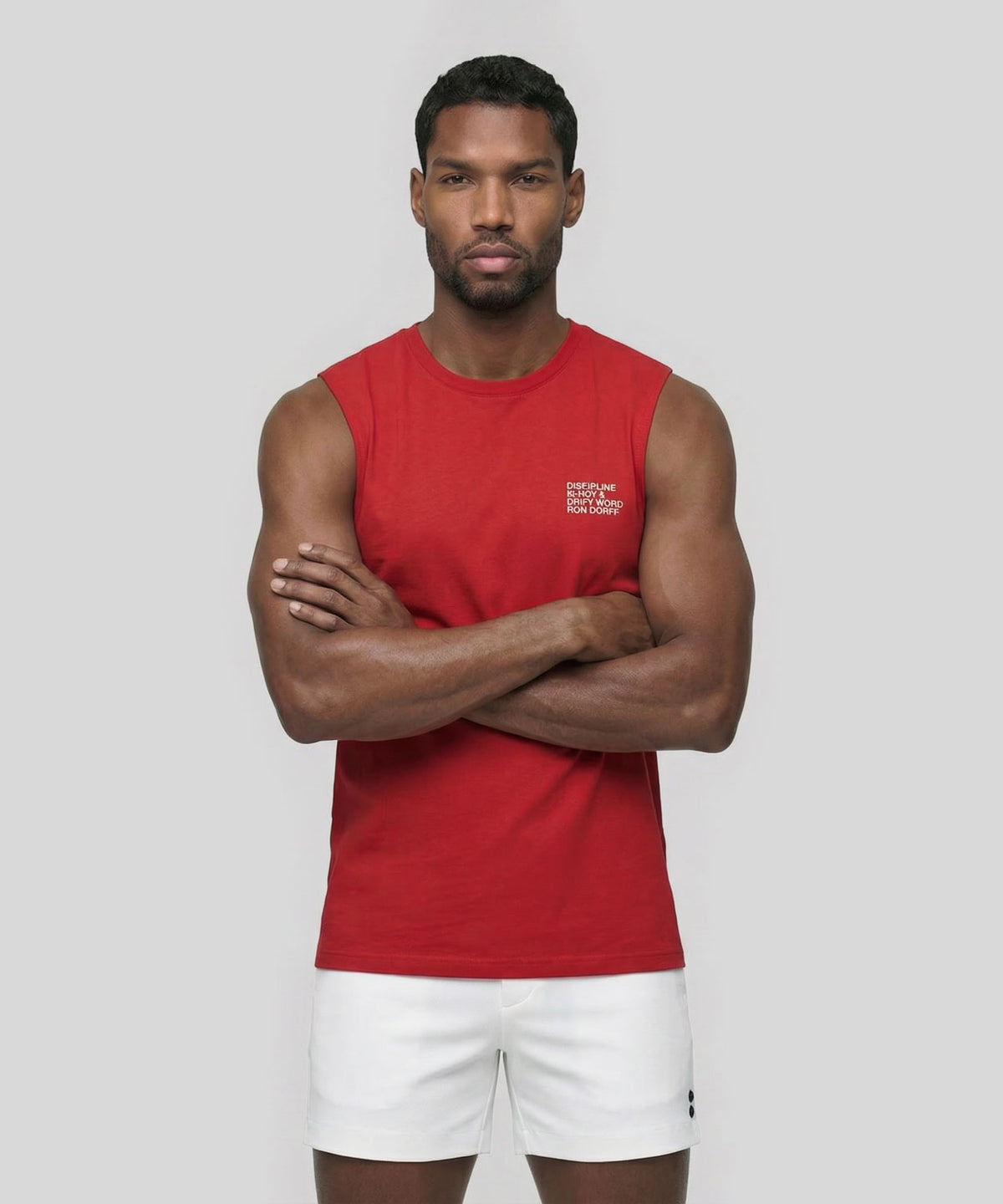 Organic Cotton Sleeveless T-Shirt "DISCIPLINE": Shocking Red