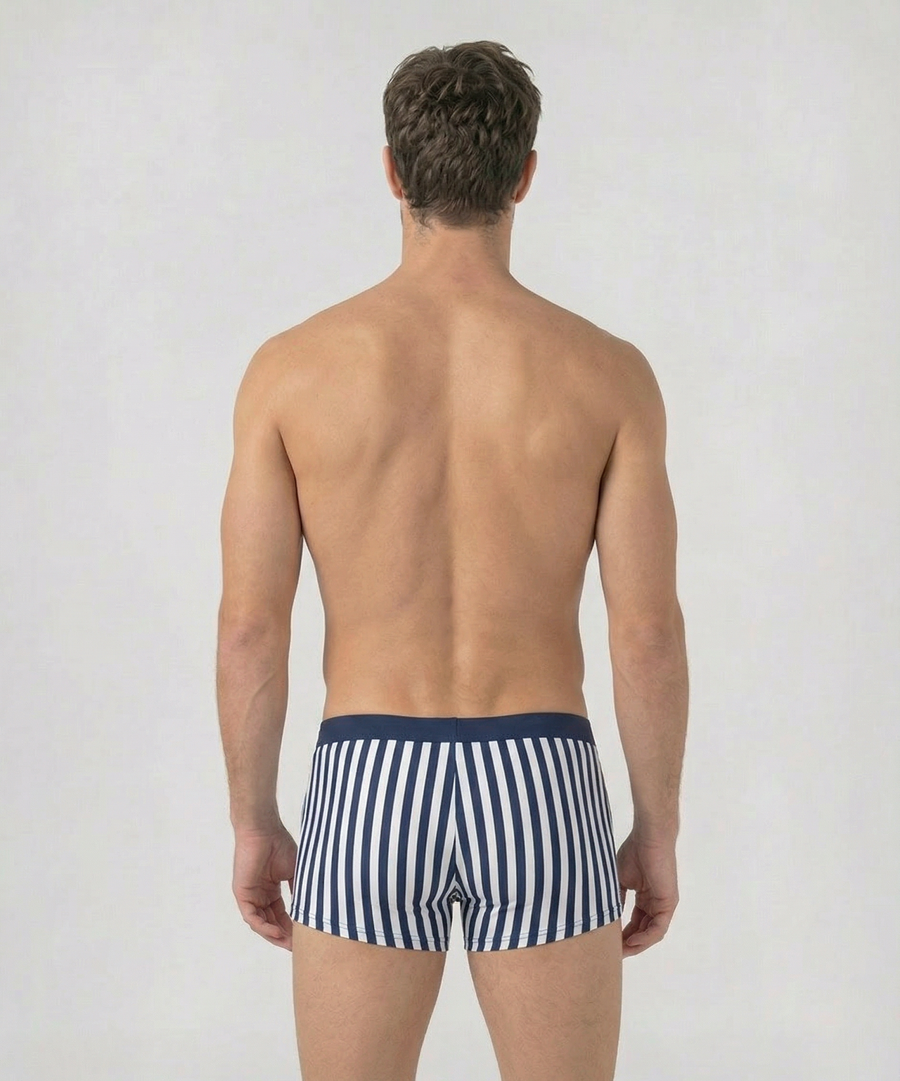 Swim Trunks Vertical Stripes w. Waistband: Navy/White
