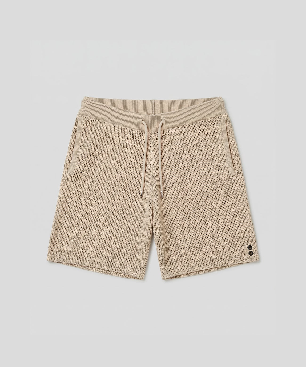 Organic Cotton Crochet Knit Shorts: Natural