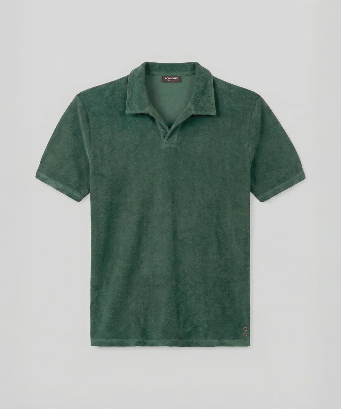 Cotton Terry V Neck Polo: Court Green