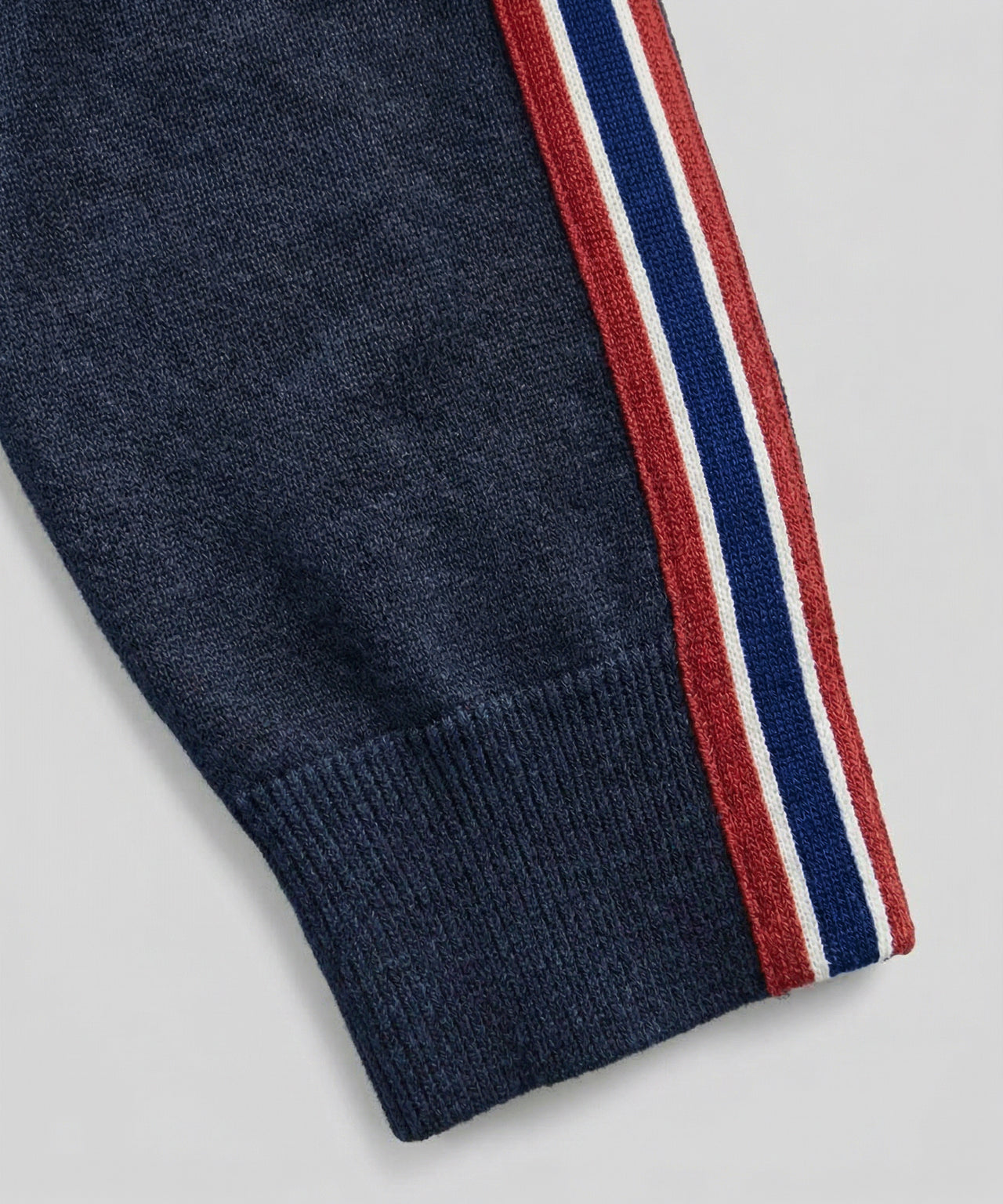 Cotton Cashmere Sweater w. Stripes: Navy