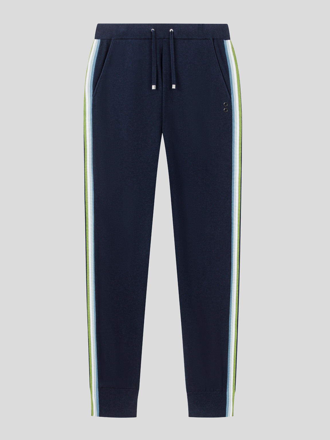 Cotton Cashmere Pants with Side Stripes: Navy/Green