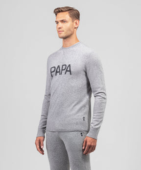 Cashmere Sweatshirt "PAPA": Heather Grey