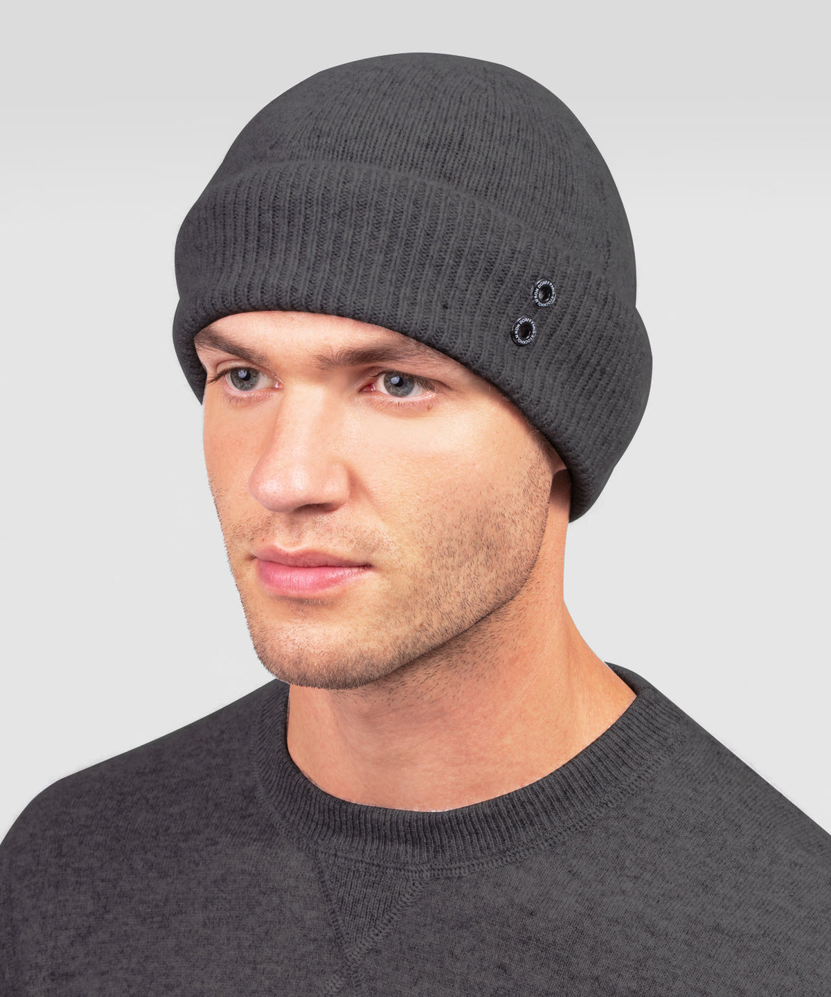 Cashmere Beanie: Dark Grey Melange