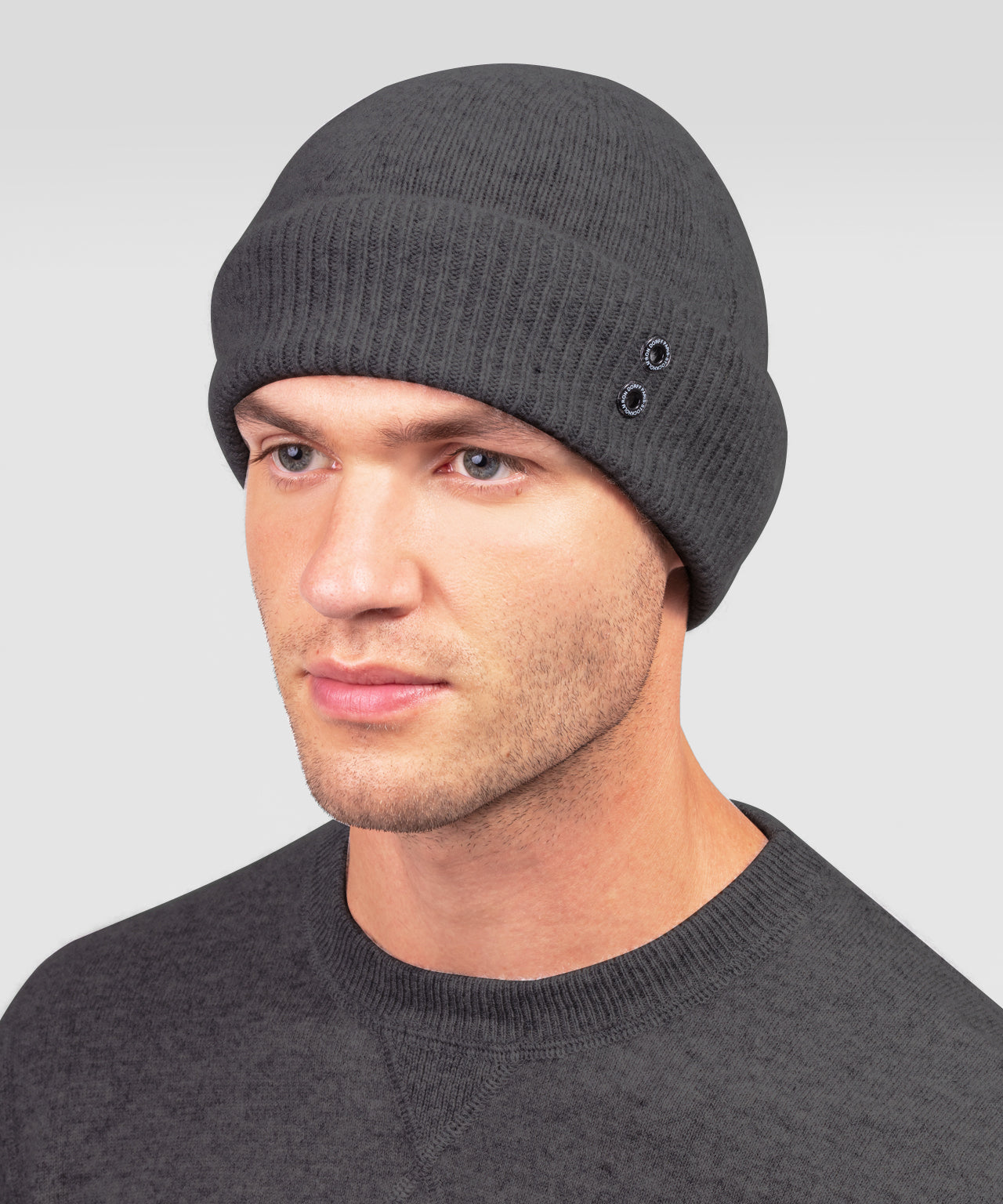 Cashmere Beanie: Dark Grey Melange
