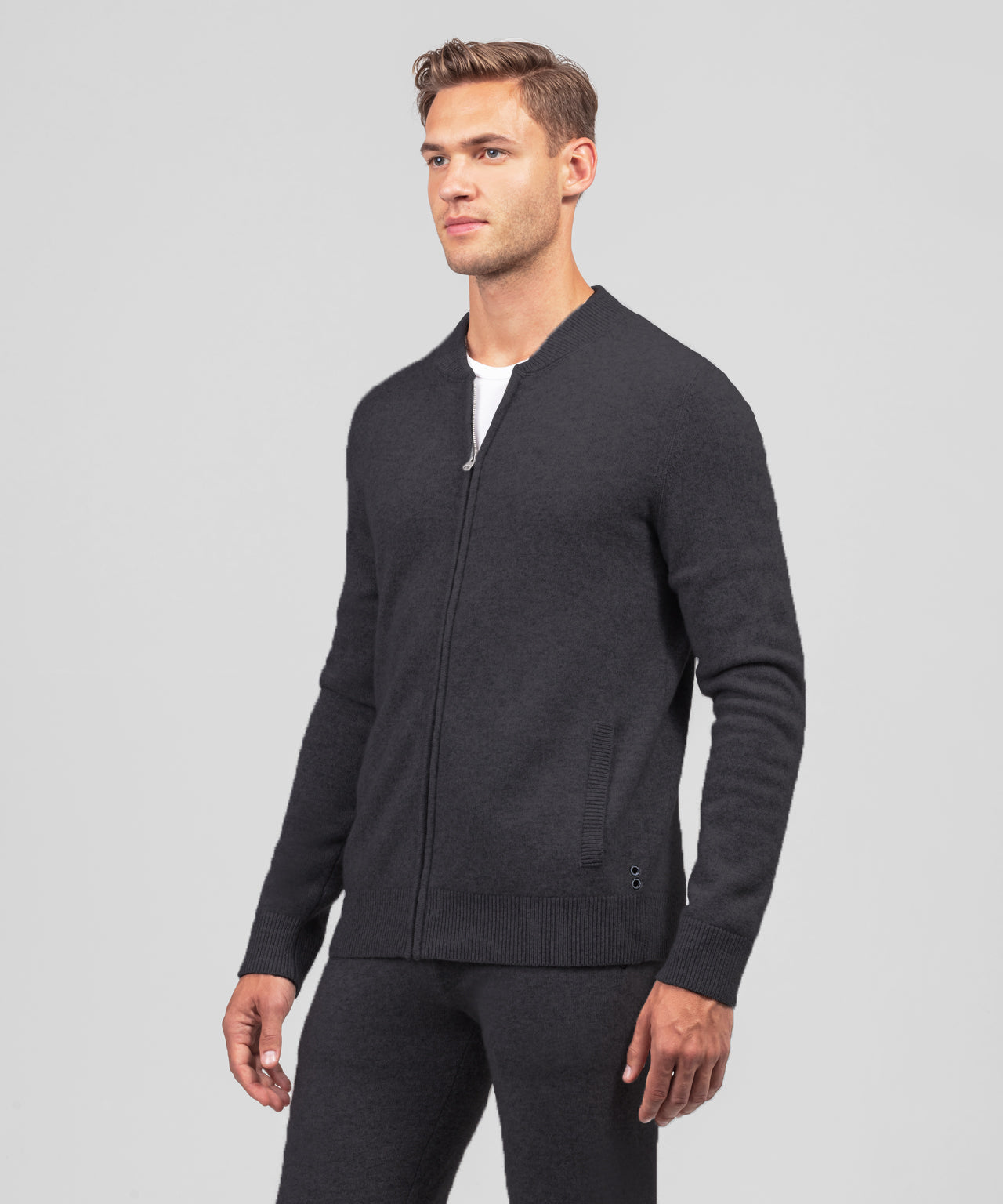 Cashmere Tennis Jacket: Dark Grey Melange