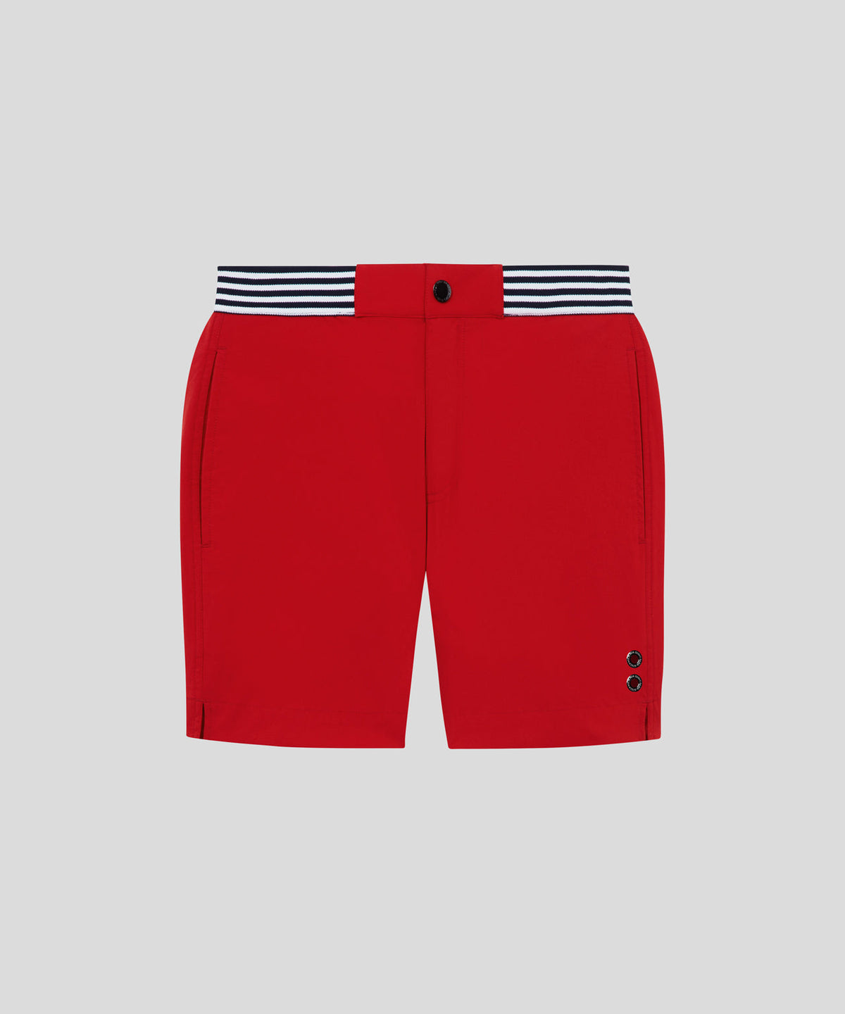 Urban Swim Shorts: Red / Black & White Stripes