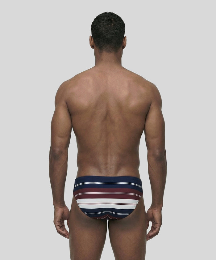 Swim Briefs w. Irregular Stripes: Red