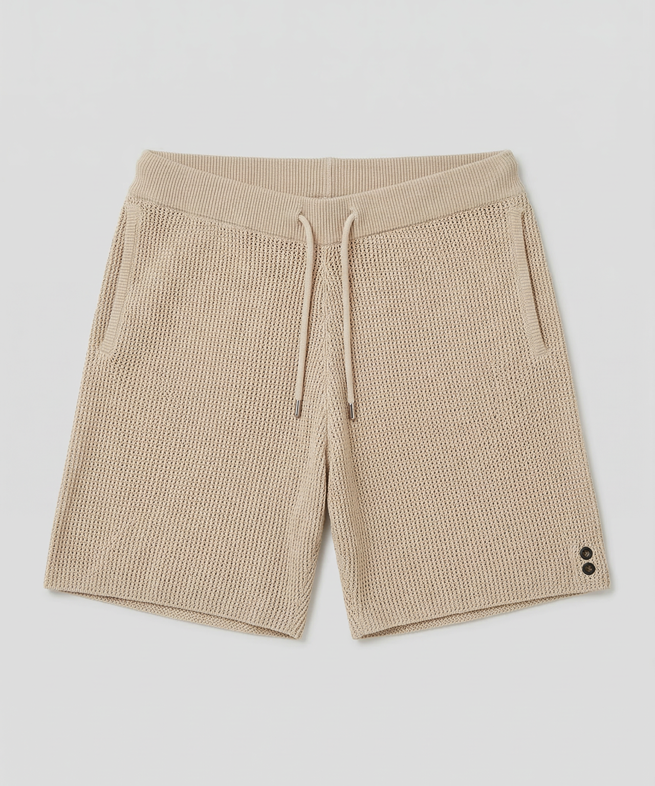 Organic Cotton Crochet Knit Shorts: Natural