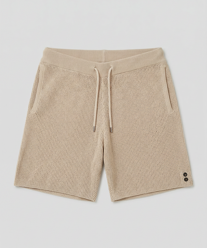Organic Cotton Crochet Knit Shorts: Natural