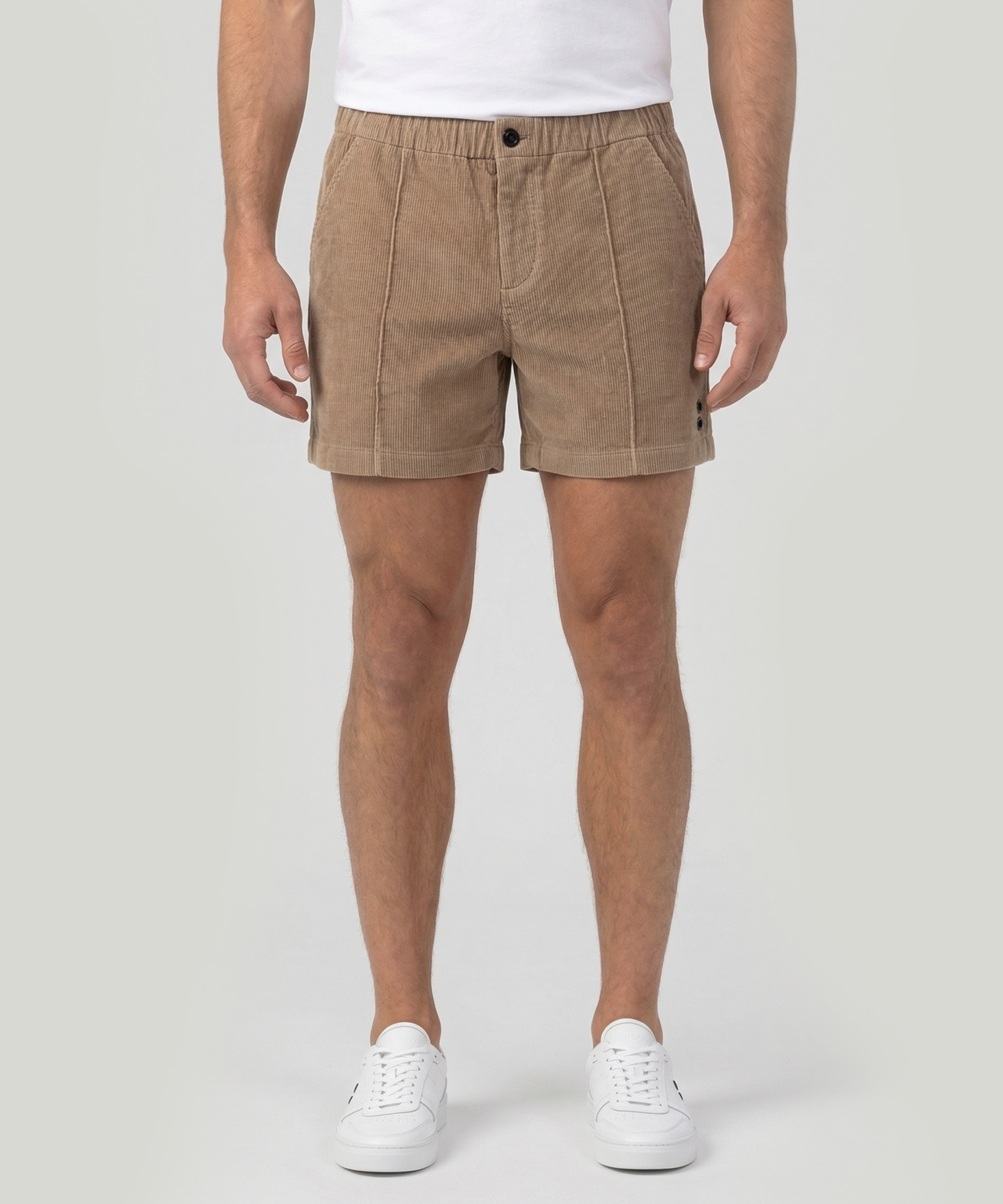 Corduroy Tennis Shorts: Beige
