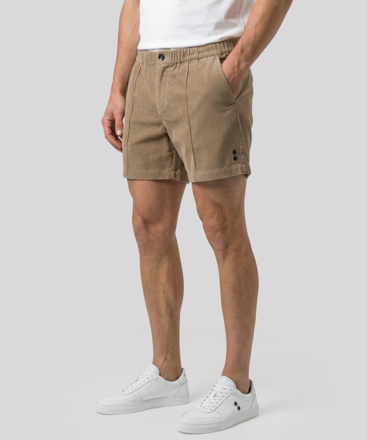 Corduroy Tennis Shorts: Beige