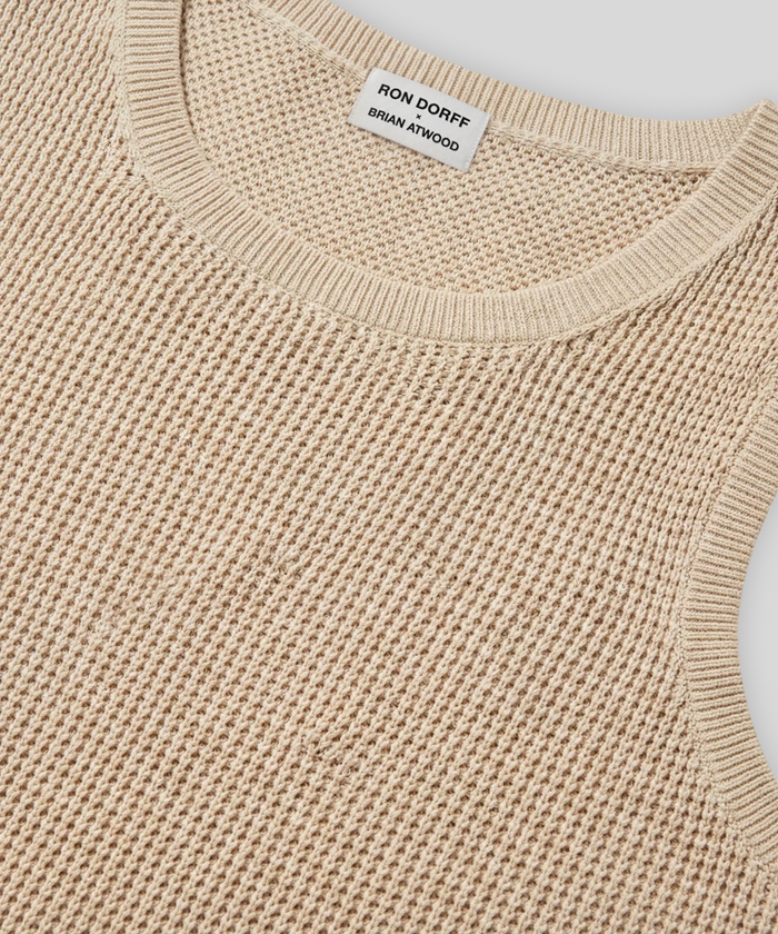 Organic Cotton Crochet Knit Tank Top: Natural