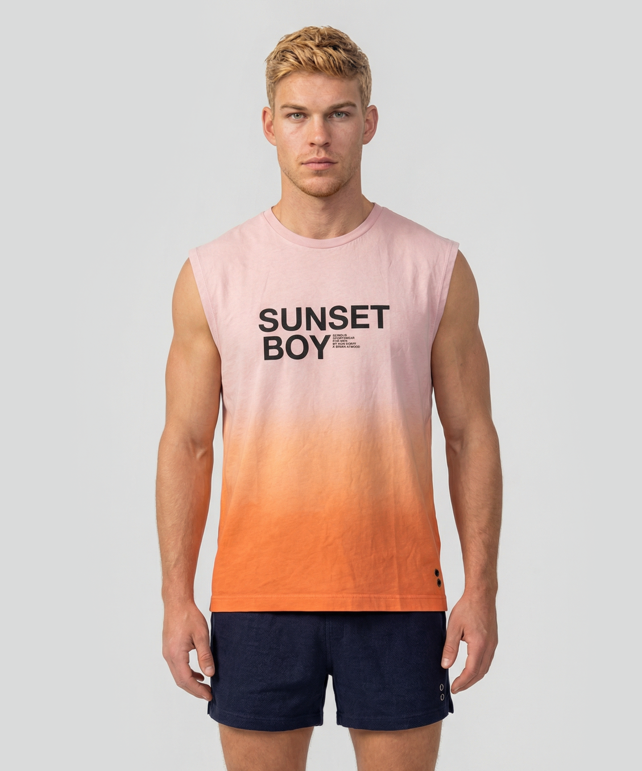 Organic Cotton Sleeveless T-Shirt "SUNSET BOY": Sunset Orange