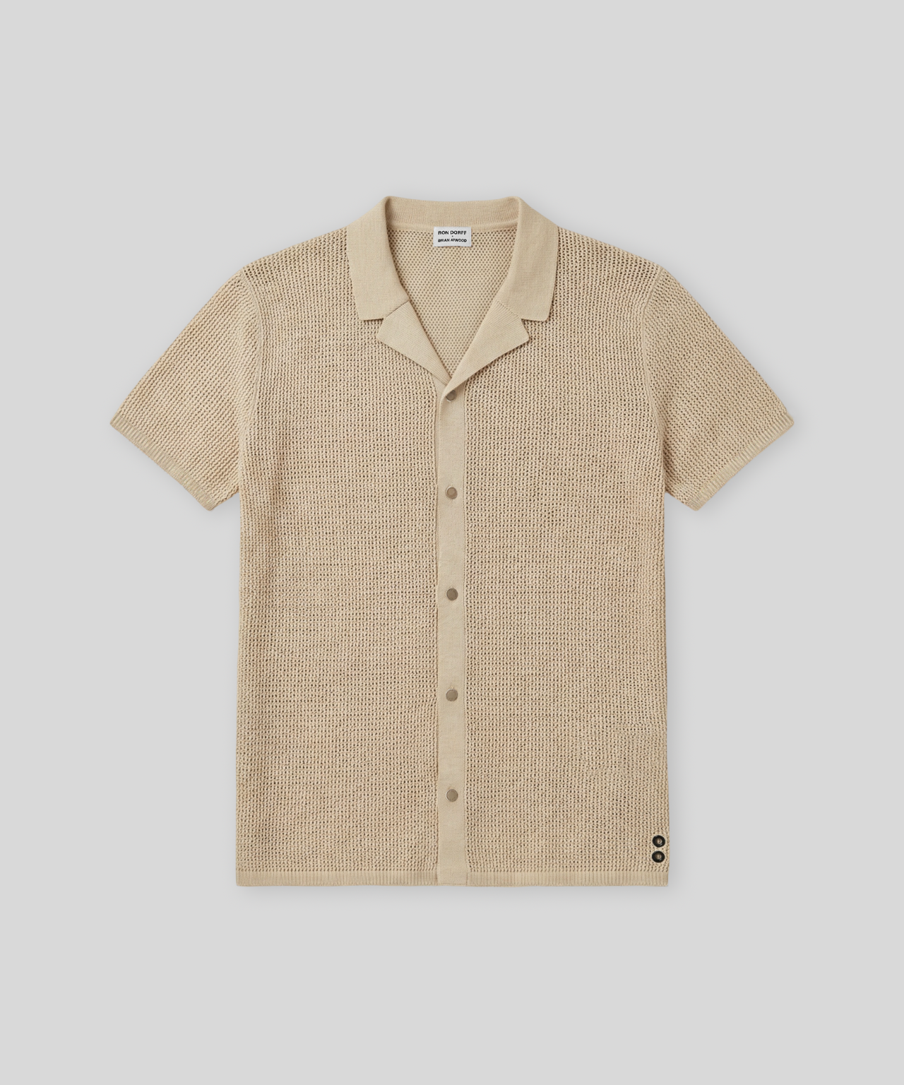 Organic Cotton Crochet Knit Shirt: Natural