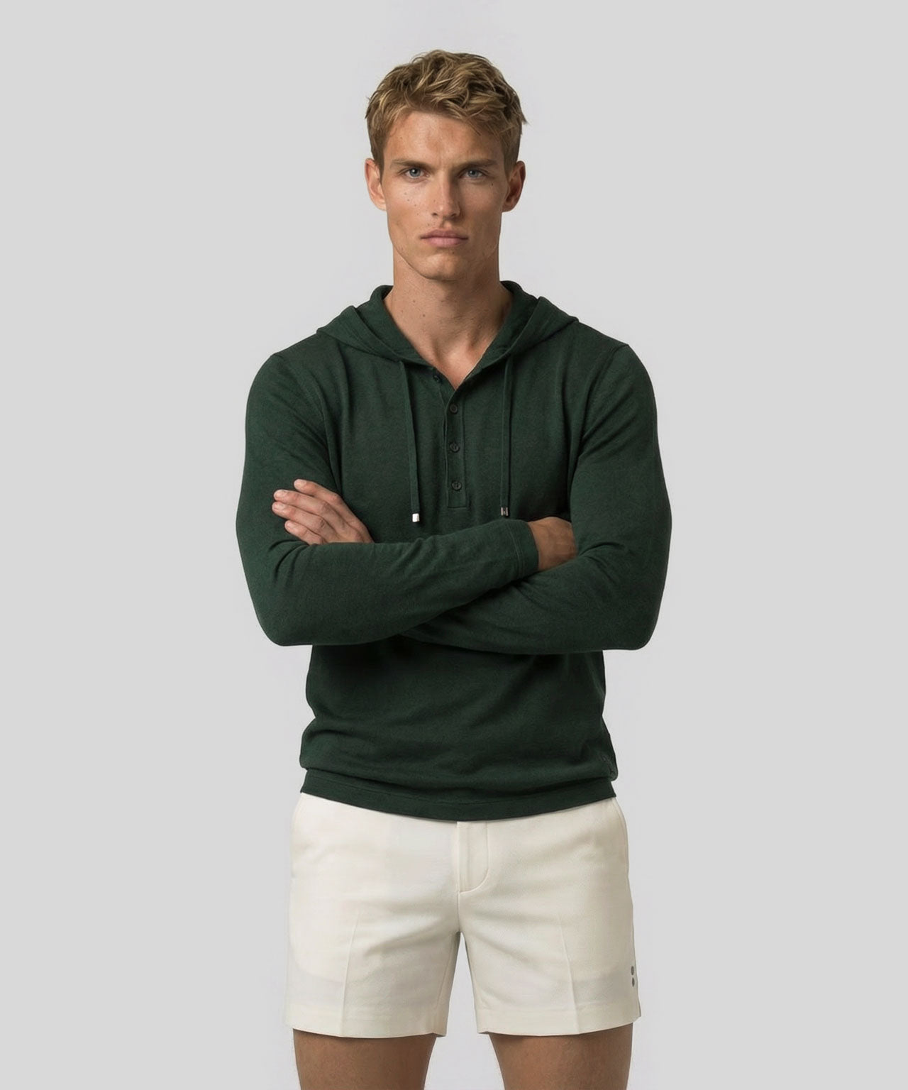 Light Cotton-Silk Hoodie: Green Court